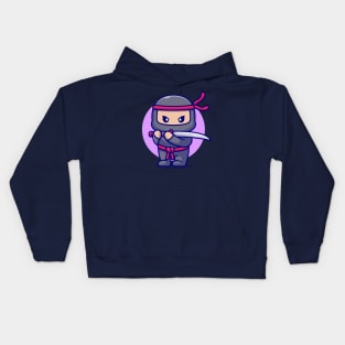 Cute Ninja With Sword Cartoon Kids Hoodie